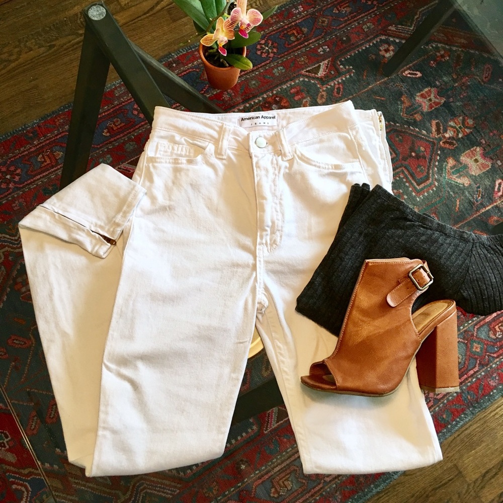 American Apparel White Super Skinny Jeans