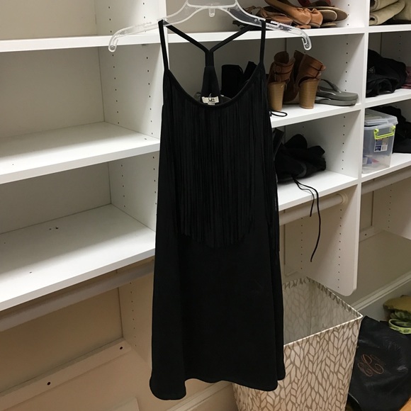 Ya Los Angeles Dresses & Skirts - Black suede/fringe dress