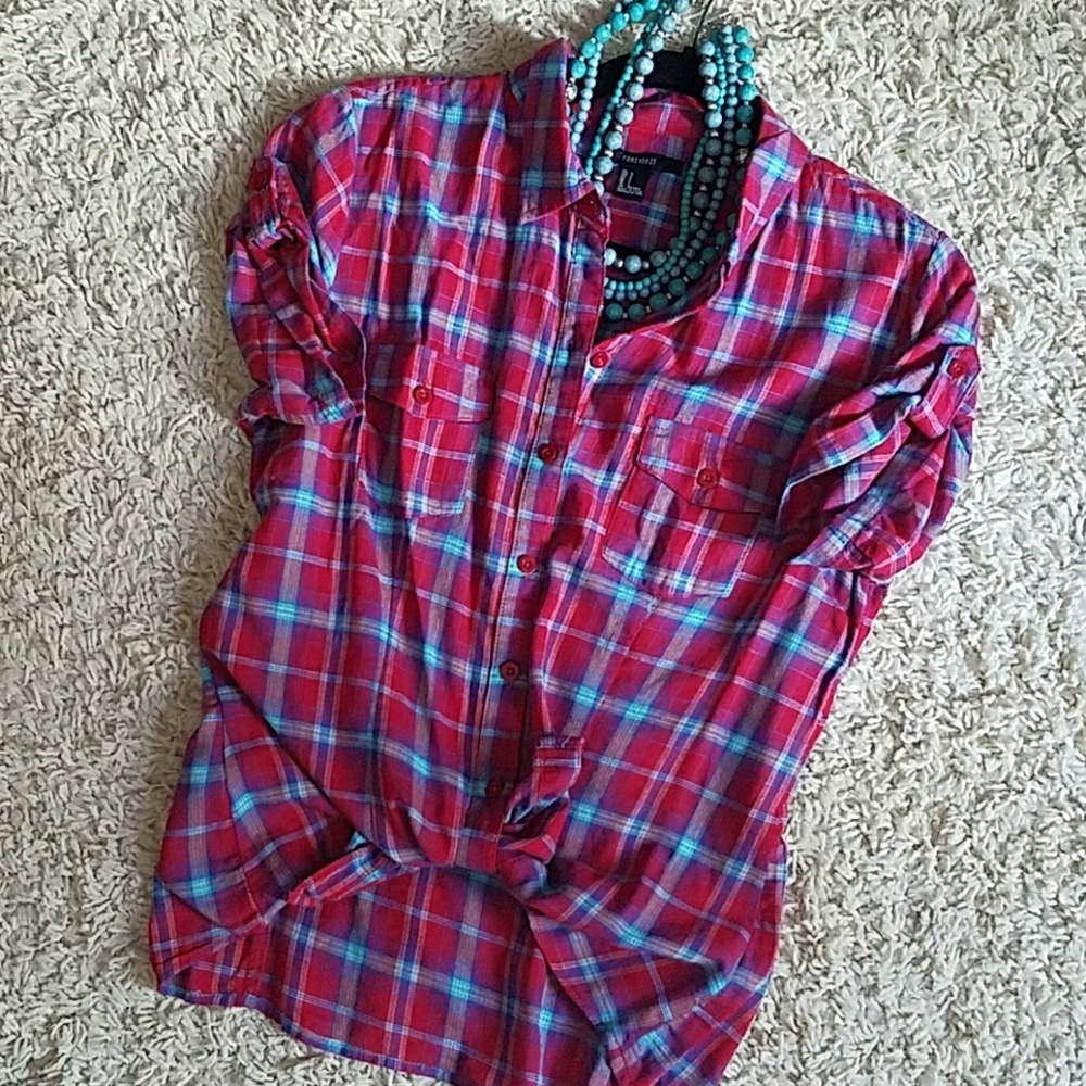 Forever 21 plaid button down.