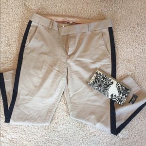Banana Republic khaki pants with black stripe