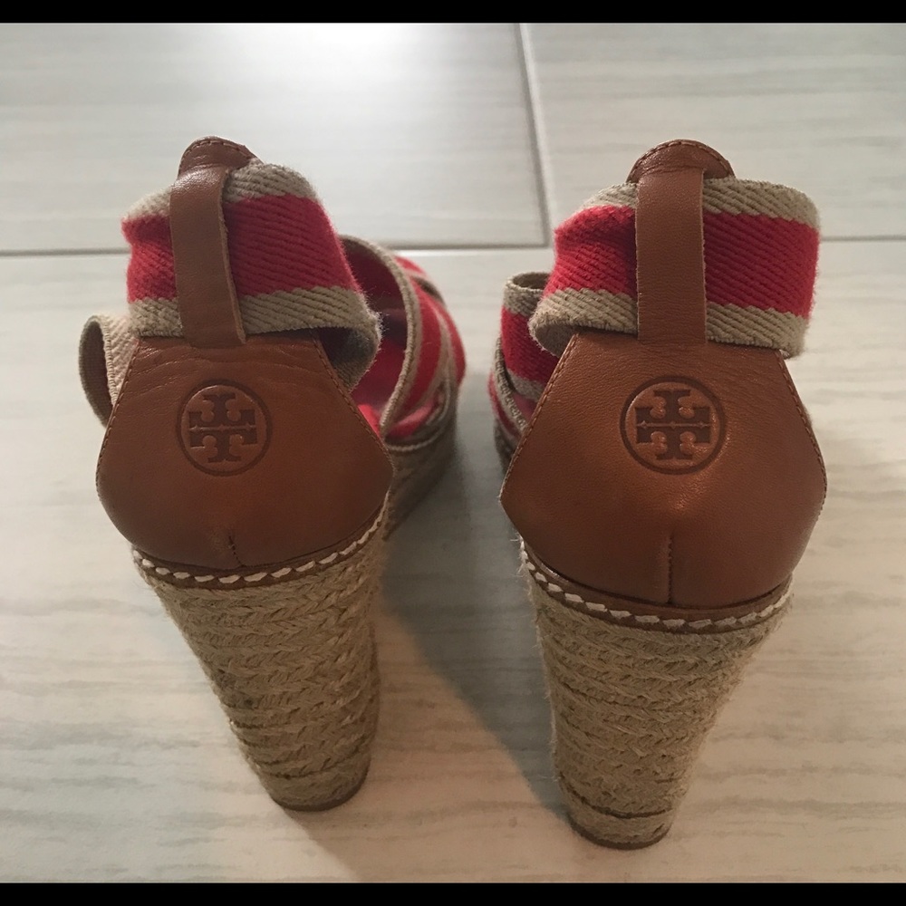 Tory Burch Red/Beige Cross Strap Espadrille
