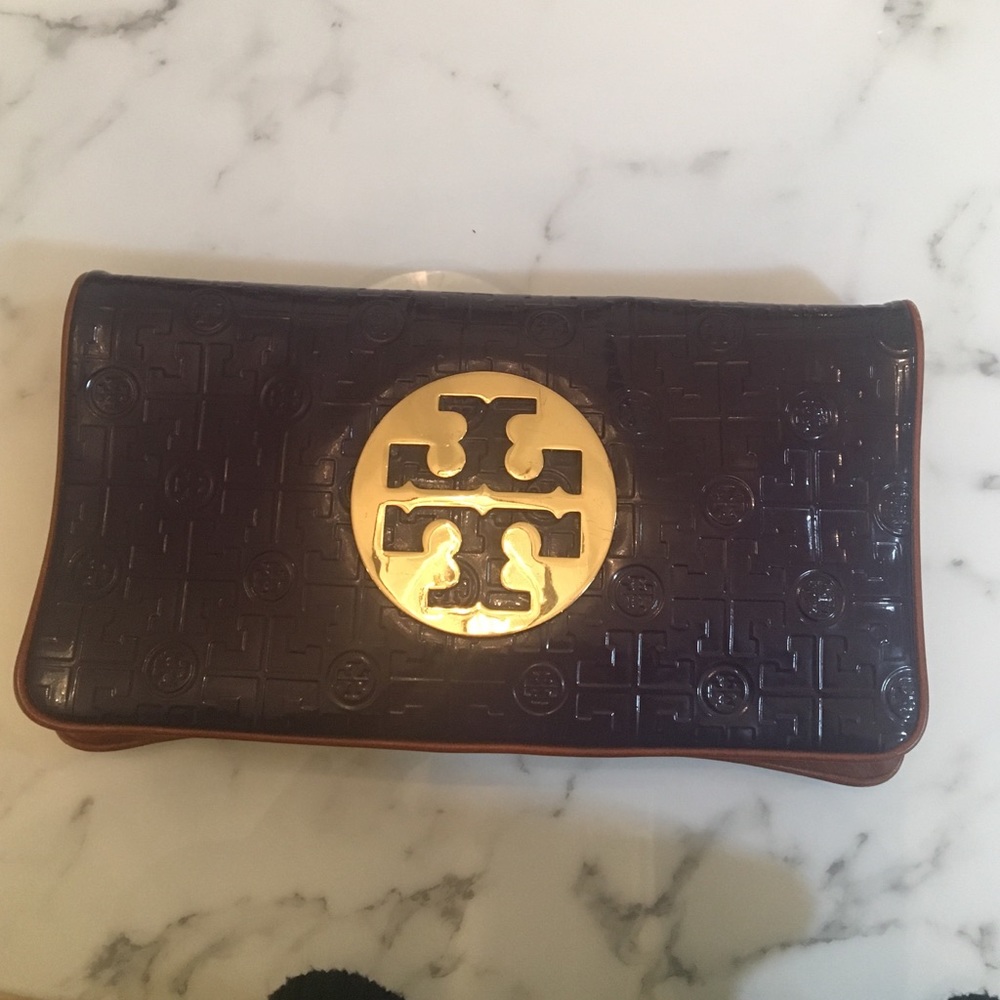 Purple Tory Burch clutch