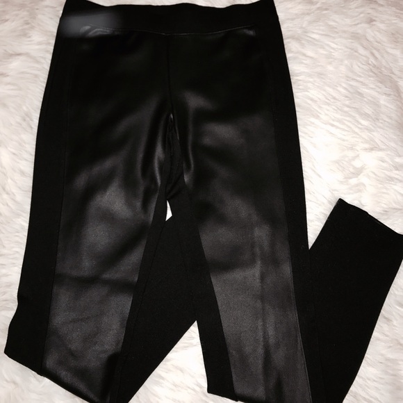 half faux leather leggings