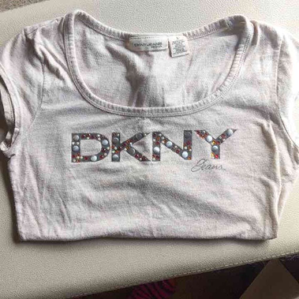 DKNY Bling Rhinestone Tee Shirt Top