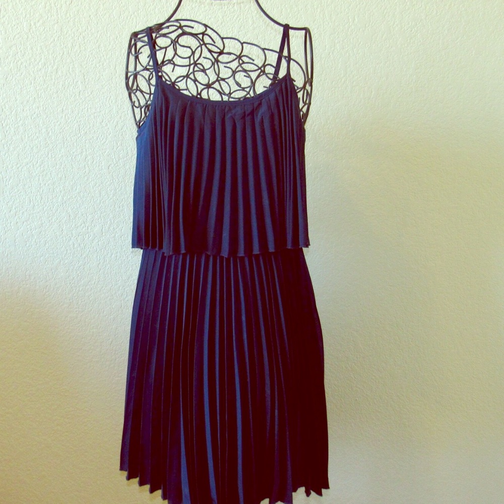 Charming Charlie Deep Navy Pleated Dress