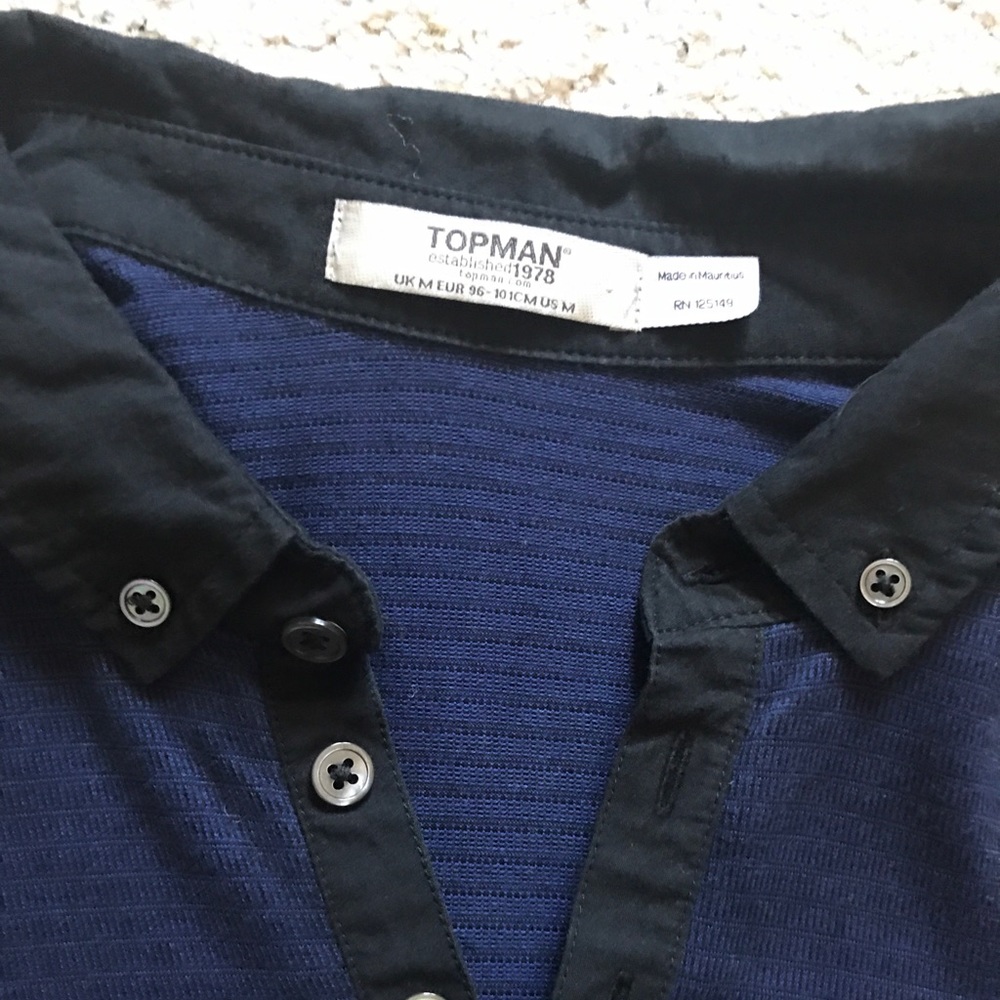 Topman Navy textured black collar Polo!