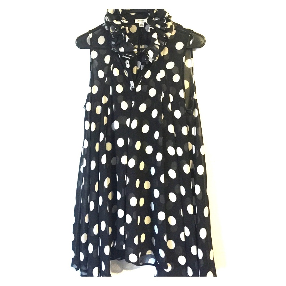 Jaipur black pocker dot sheer blouse
