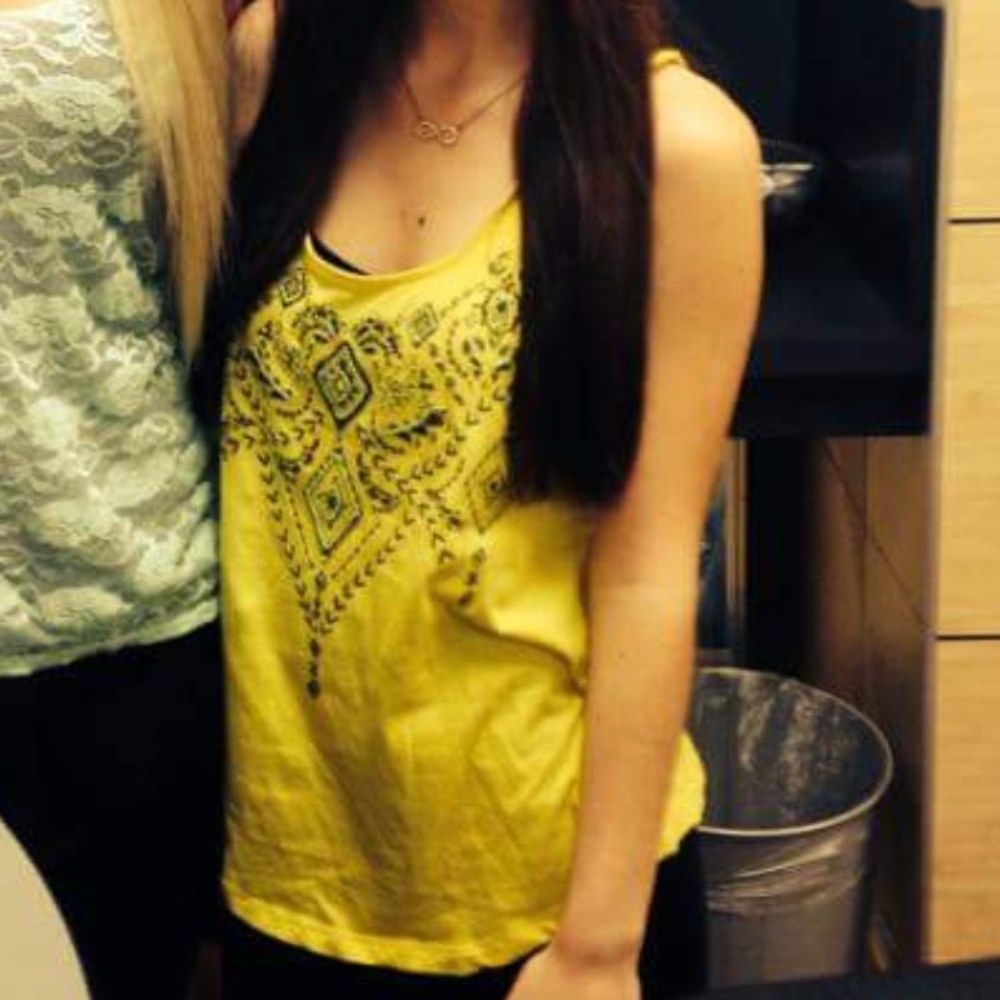 Yellow Beaded Tank Top