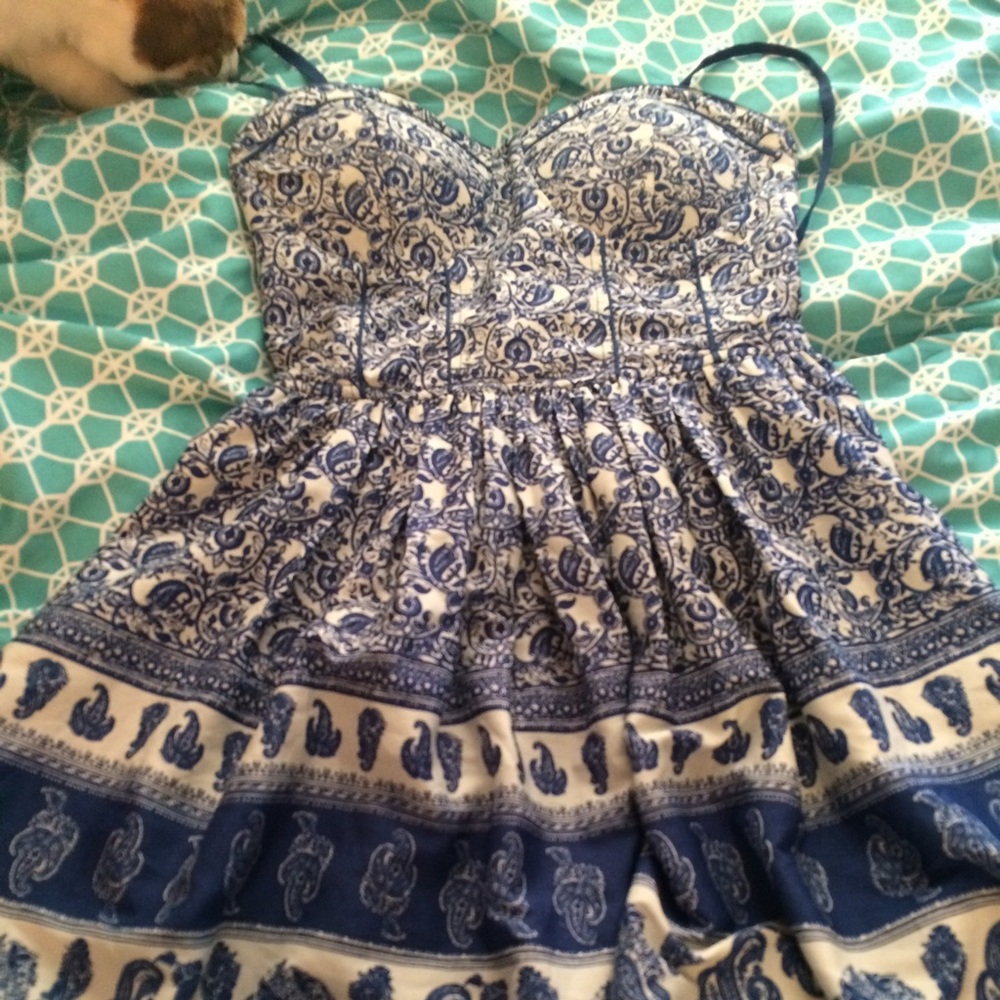 White and blue summer dress