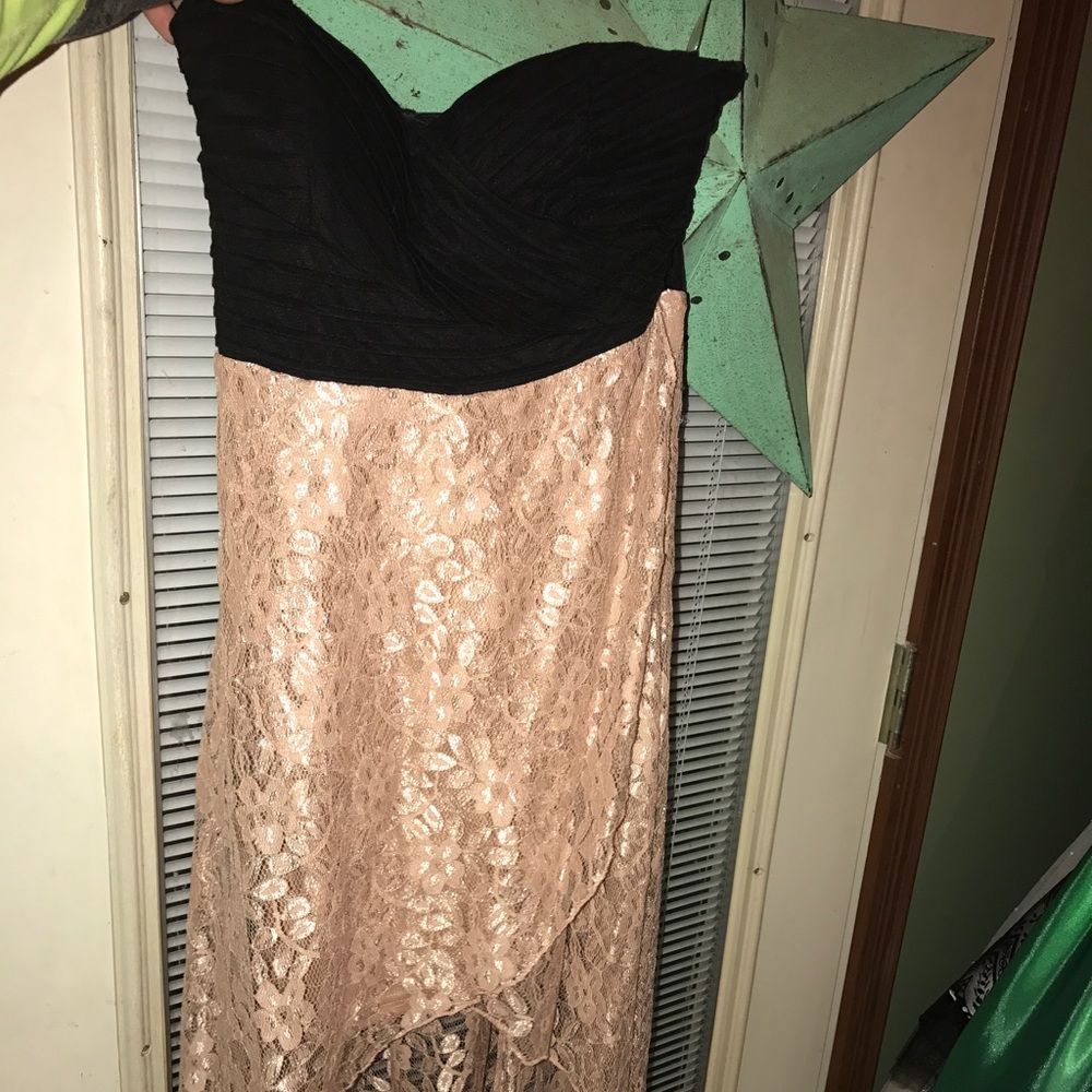 Champagne pink and black dress