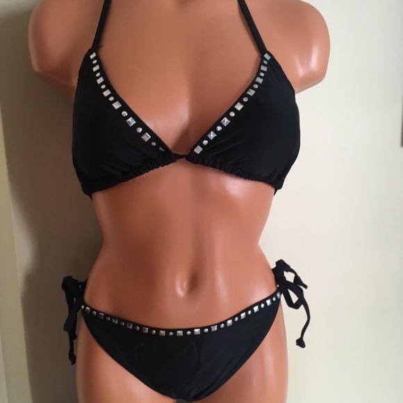 2pc black triangle top w string bottom - Picture 6 of 6