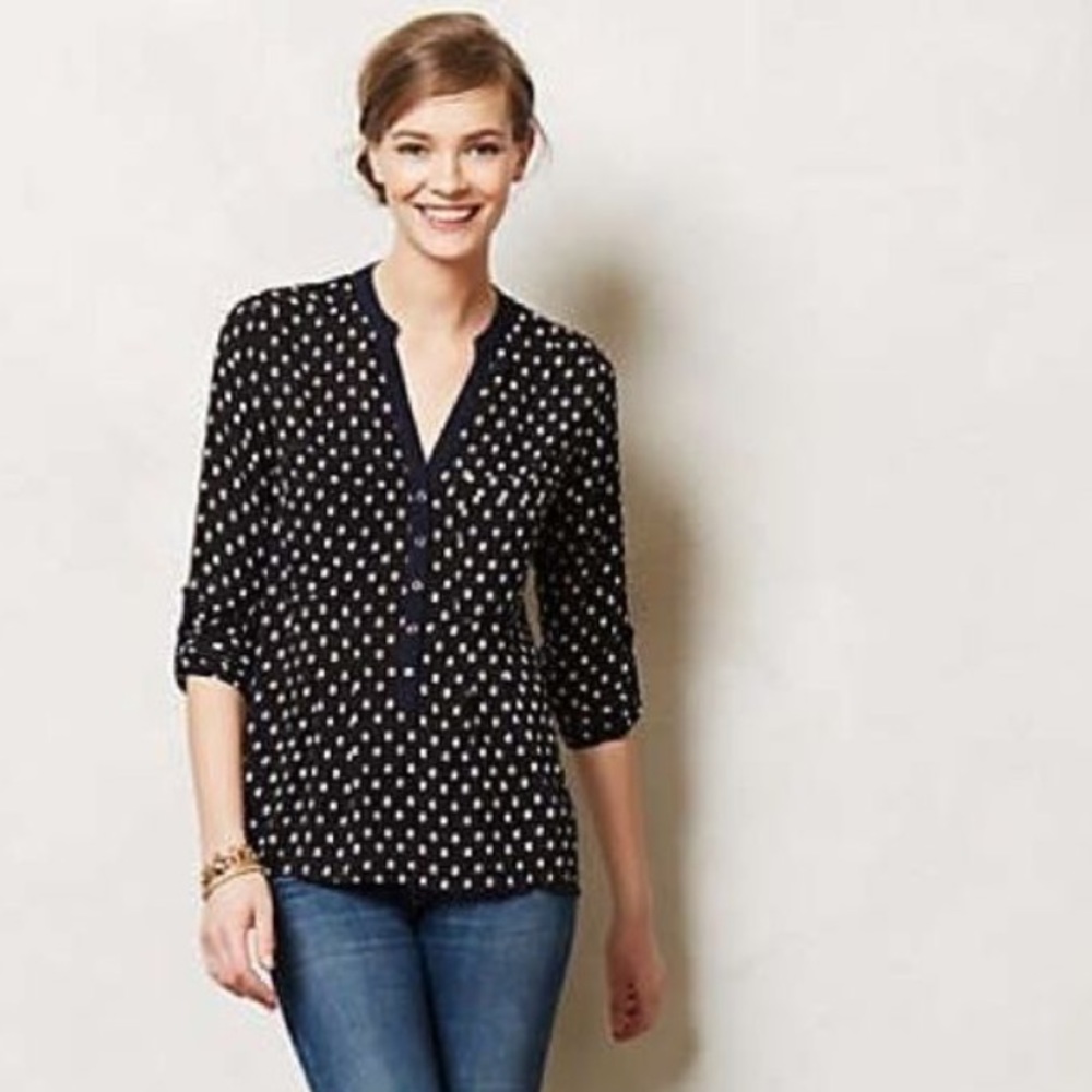 Anthropologie Rayon Graphic Blouse