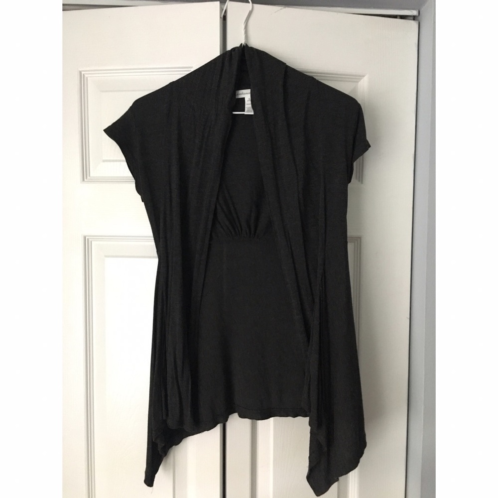 Grey short sleeve cardigan