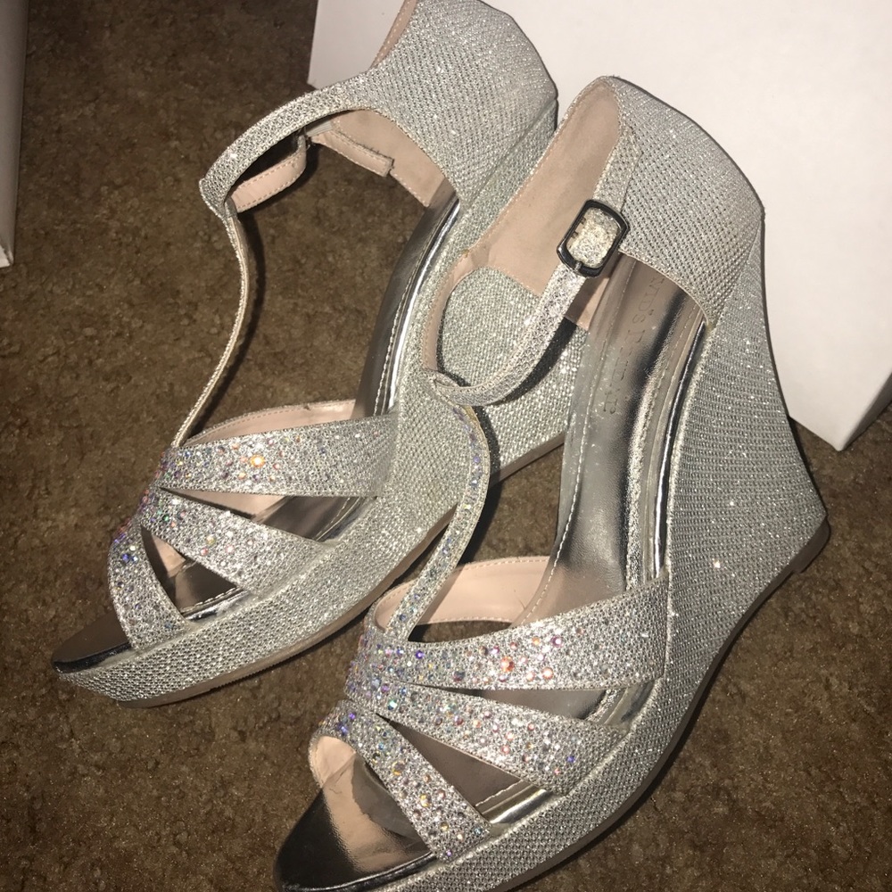 David Bridal Glitter Heels