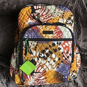Vera Bradley Painted Feathers Campus Tech Backpack