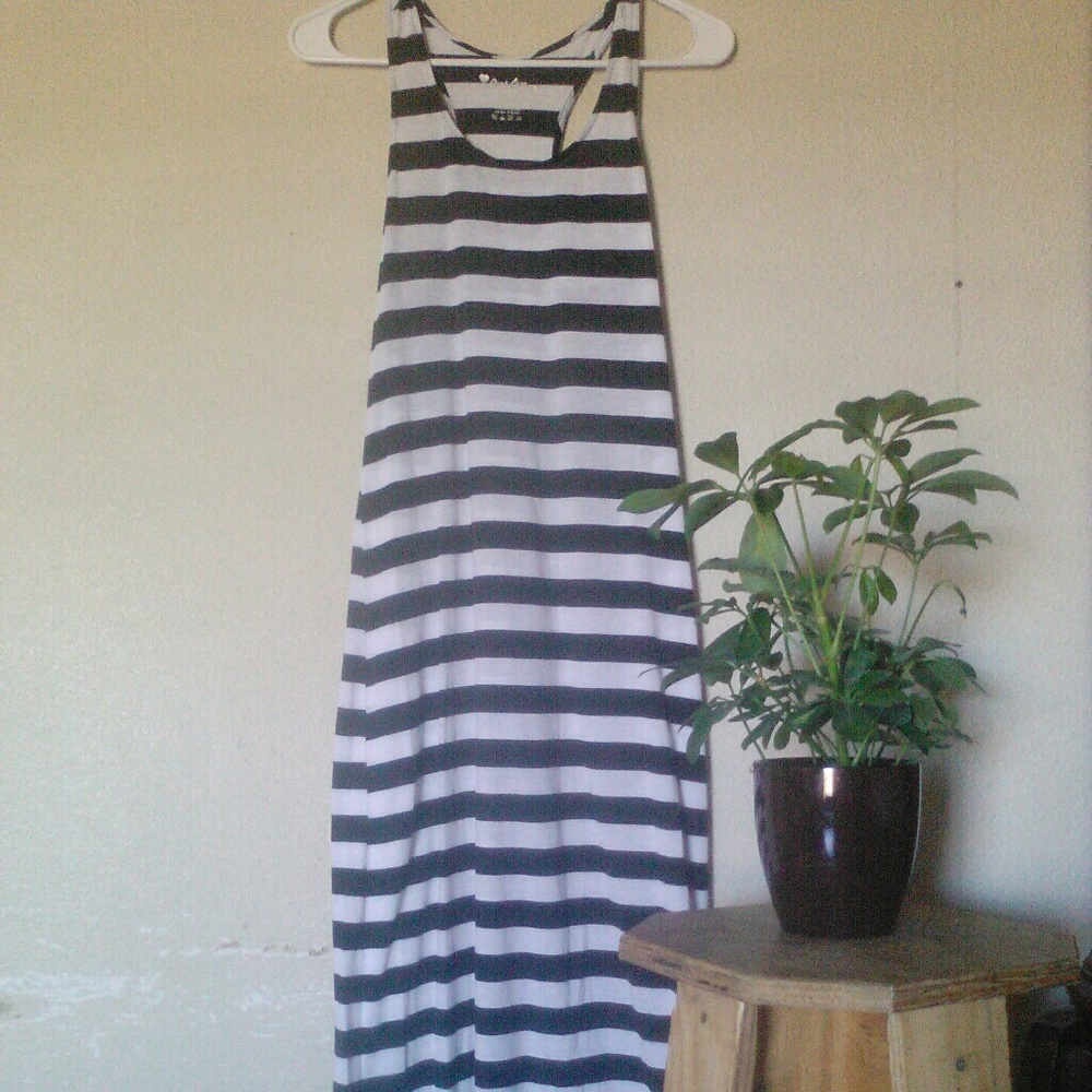 Black and white striped maxi dress