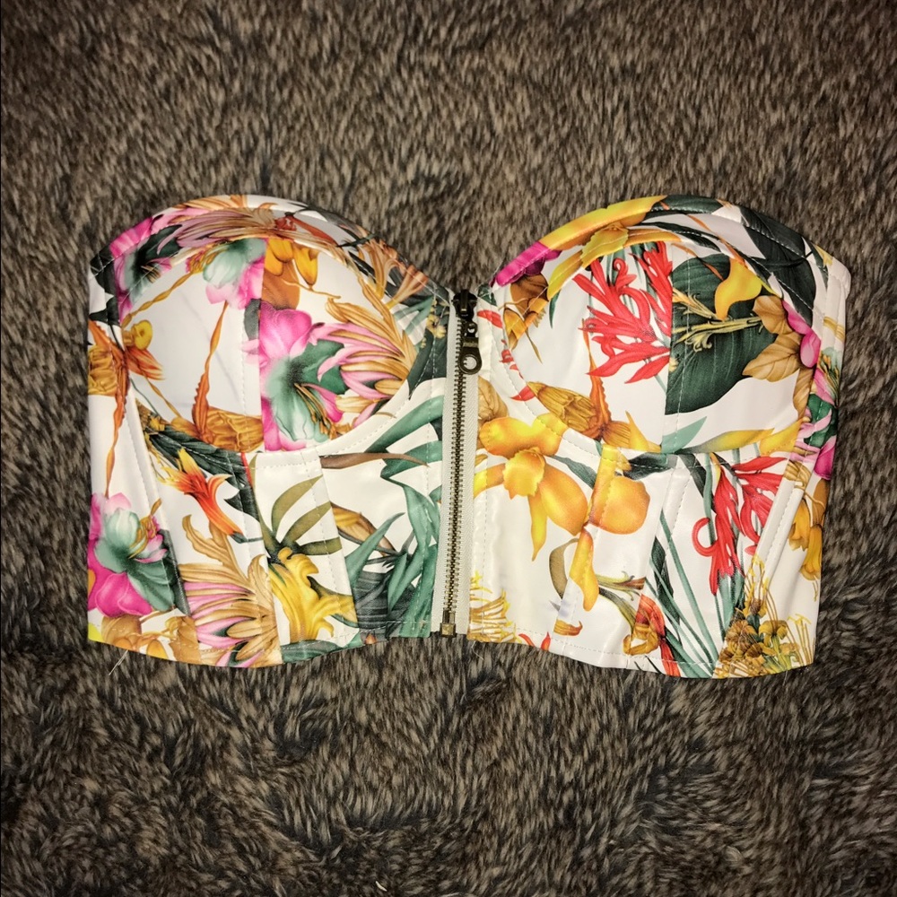 Corset floral zip up