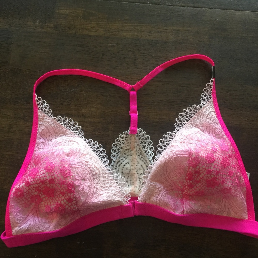 Victoria's Secret pink lace bralette size Large
