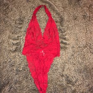 Red lacy lingerie