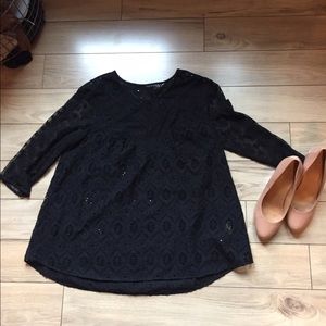 Black Anthropologie lace detail blouse, size Large