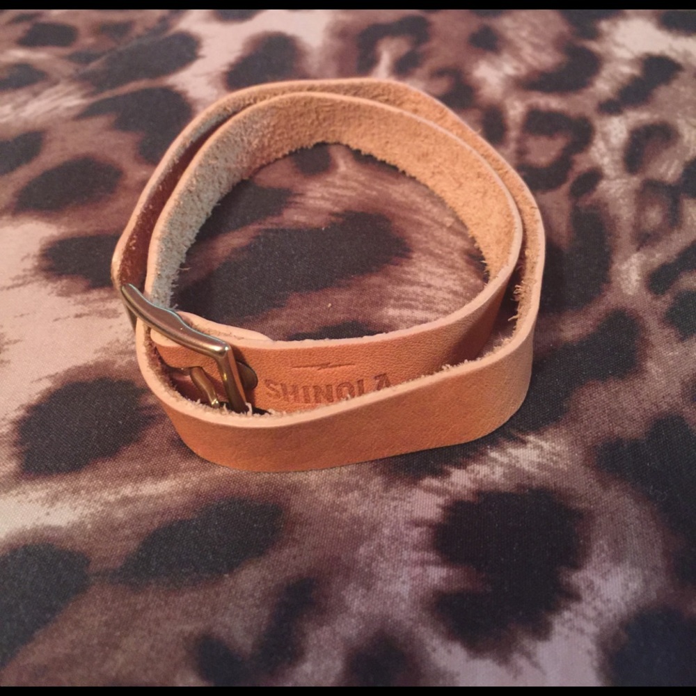 Shinola double strap leather bracelet.