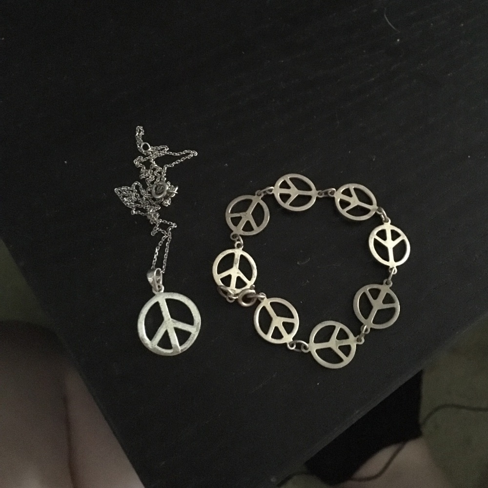 sterling silver peace sign set
