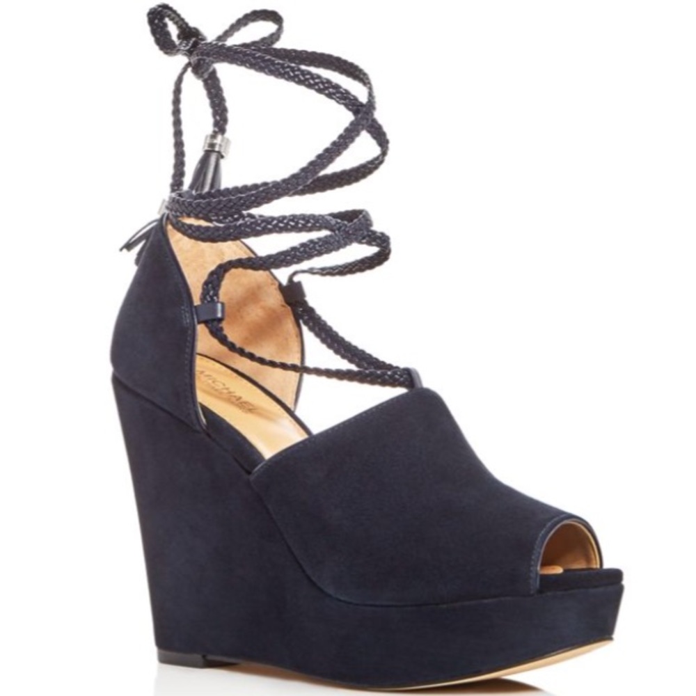 Navy Blue Suede Michael Kors Wedges