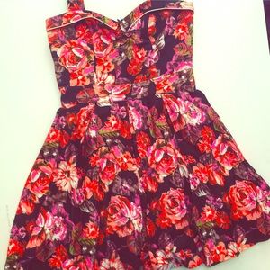 Betty Page Rockabilly Floral Red Dress