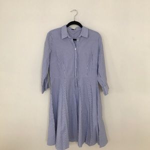 Ann Taylor blue and white striped shirt dress