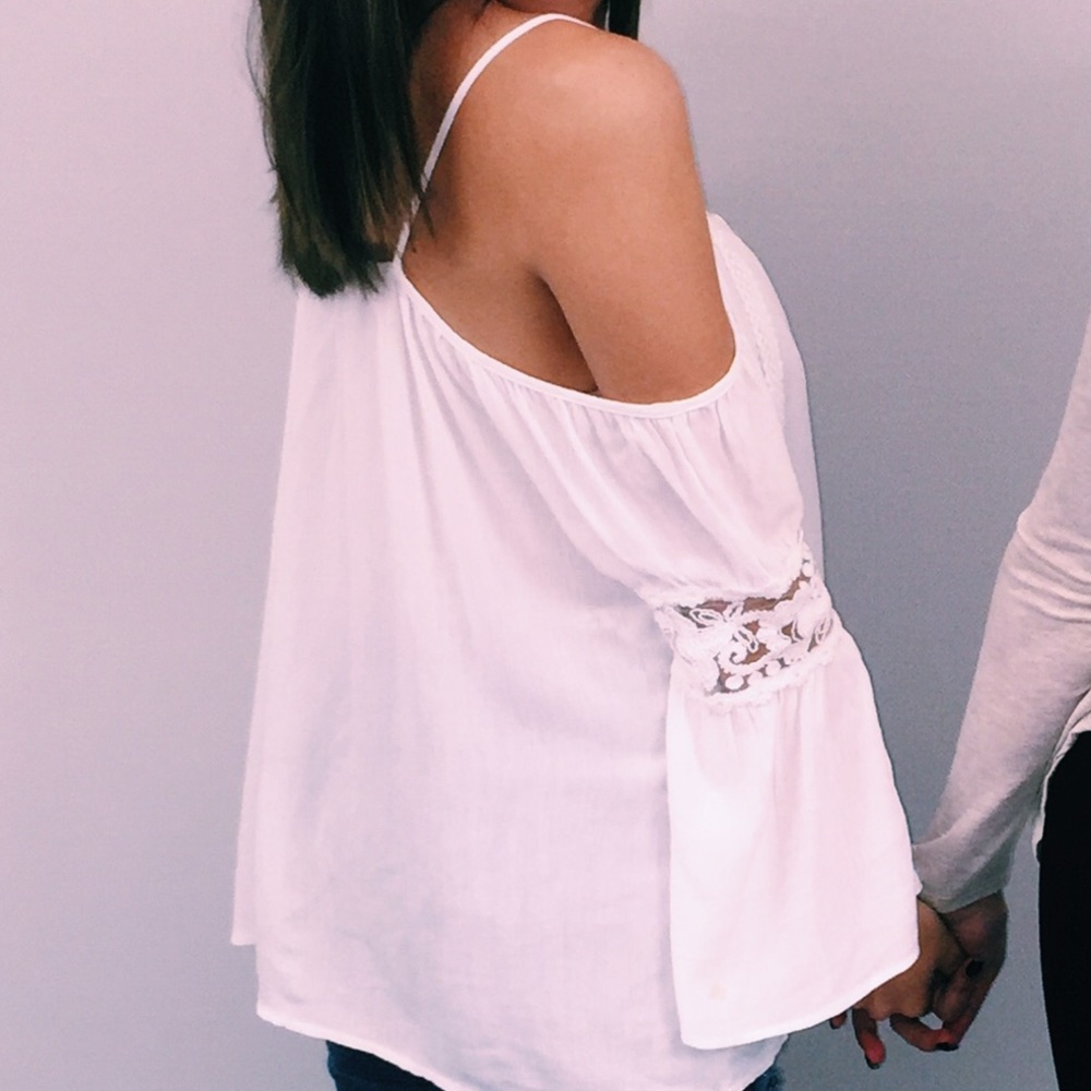 White cold-shouldered top
