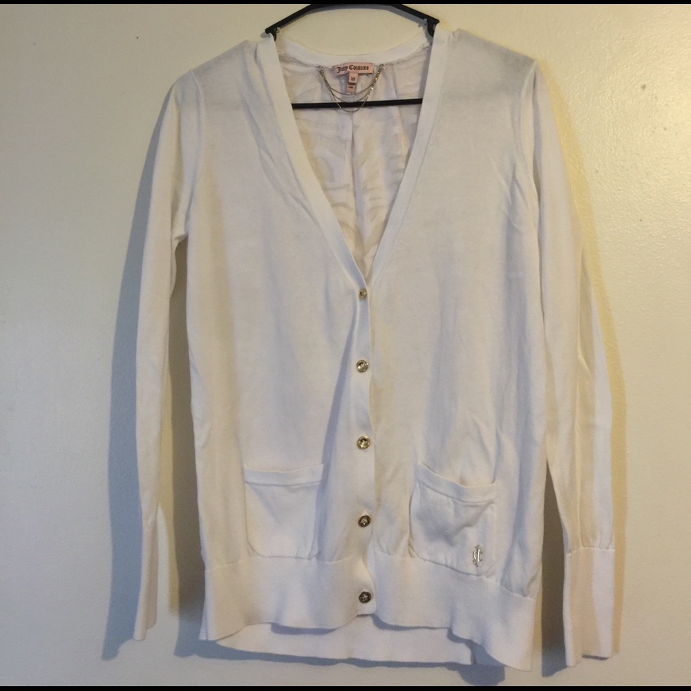 Juicy couture white cardigan with sheer back