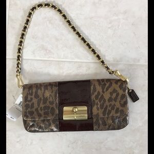 🎉NWT! Coach Kristin Metallic Leopard Clutch✨