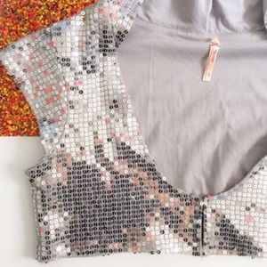 FREE PEOPLE Sequin (eye / hook) hooded cardigan