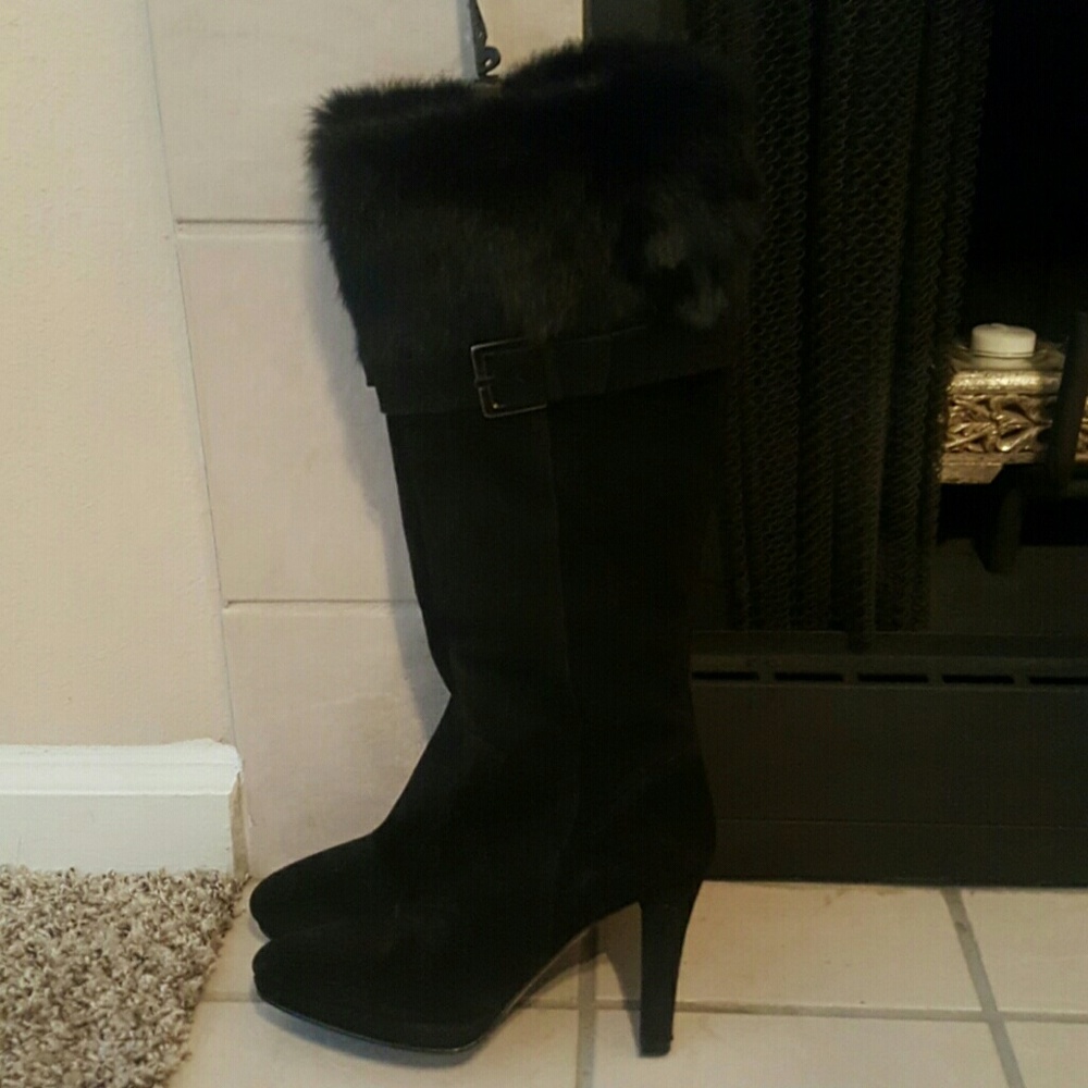 Fur topped leather boots Marked Down!!!!!!