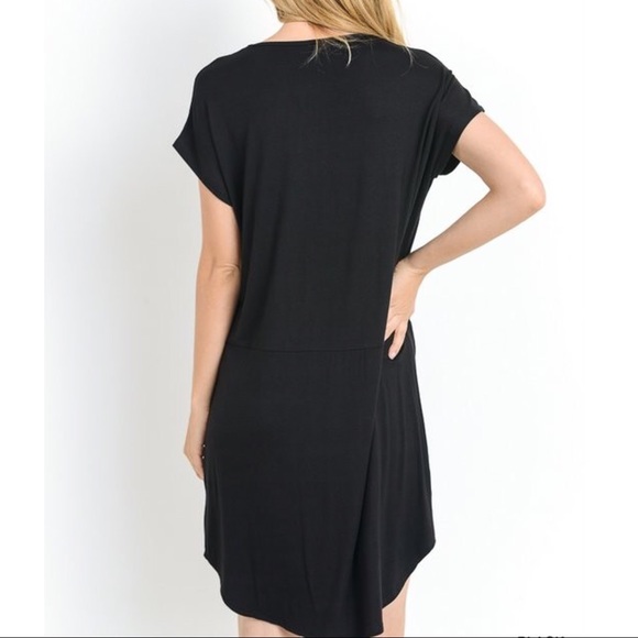 ARANA solid v-neck dress w/ pockets -PEACH - Picture 3 of 4