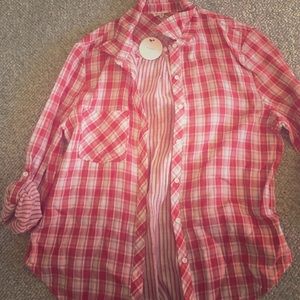Red plaid button down.