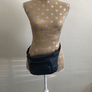 Navy blue leather fanny pack