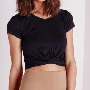 Missguided Knot-Front Capped Sleeve Crop Top