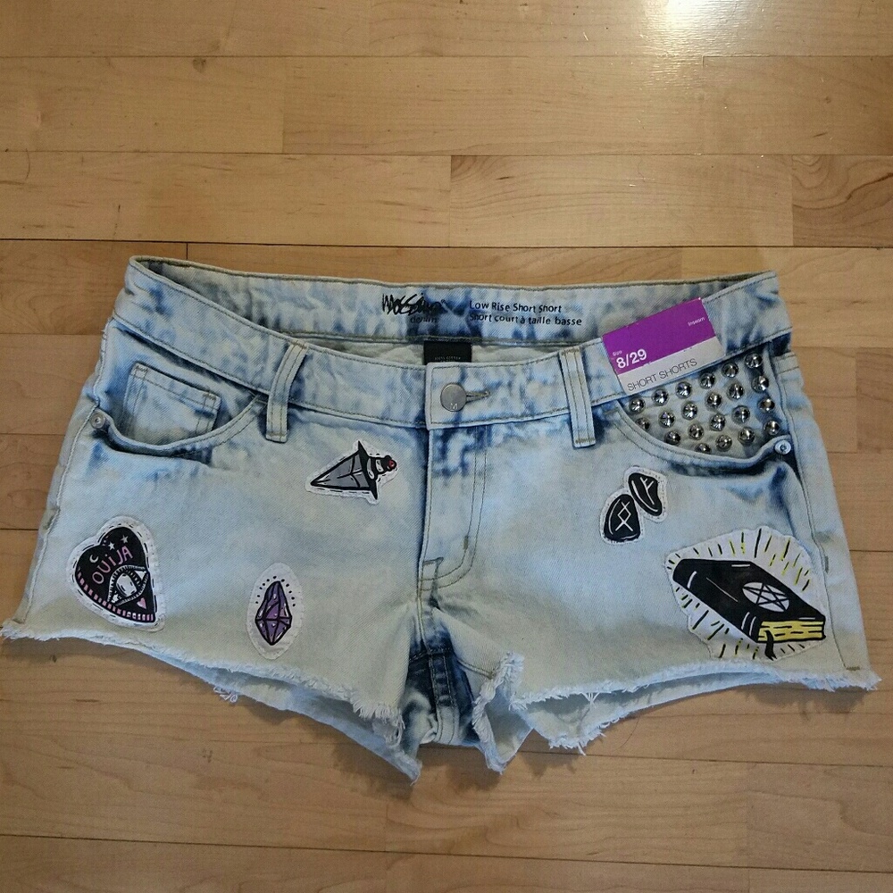 OOAK Custom Pastel Goth Witch Kawaii Denim Shorts