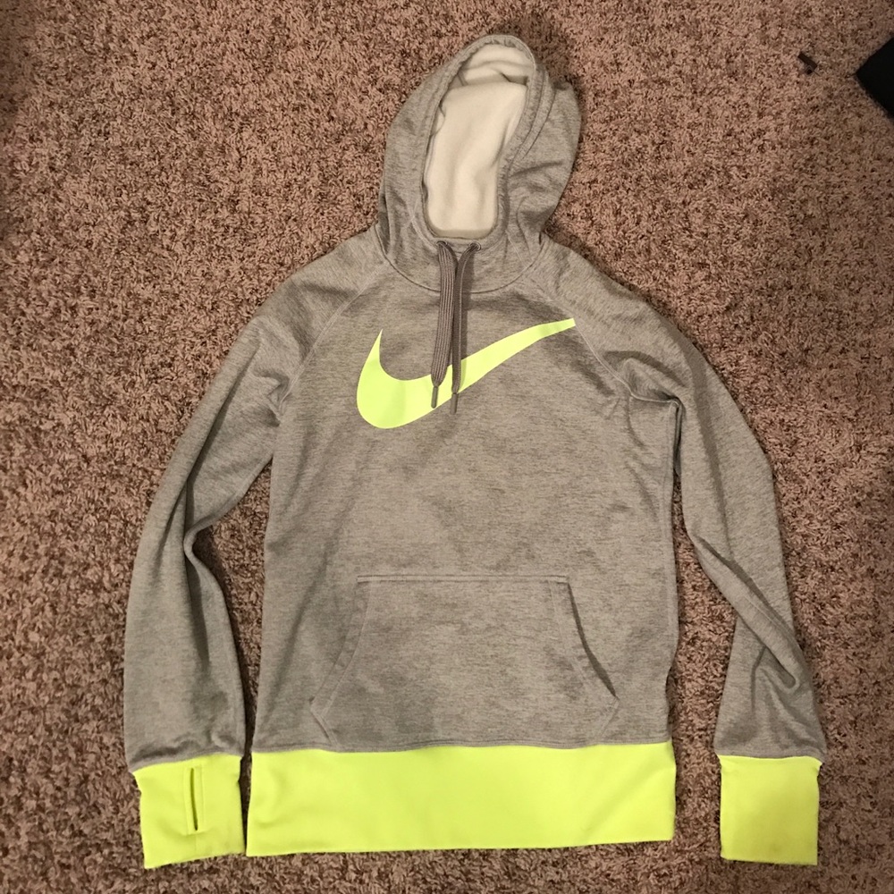 Grey and neon yellow Nike sweatshirt