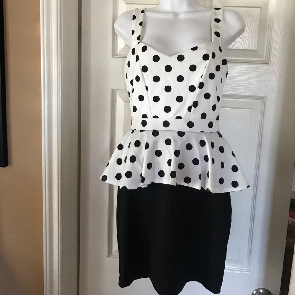 Peplum polkadot dress