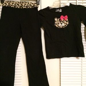 Girls black yoga pants and matching top