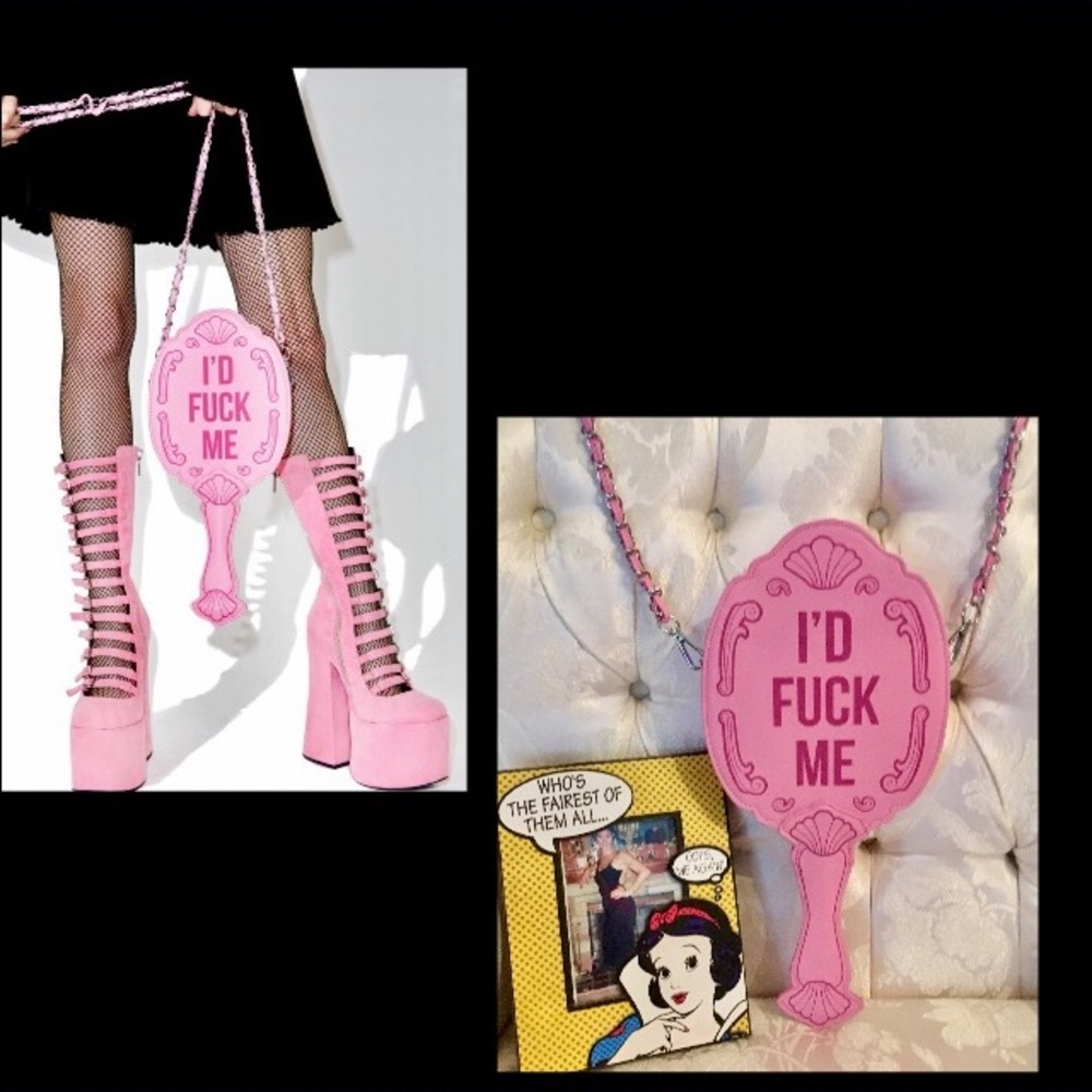 PINK HAND MIRROR GRAPHIC PURSE•Id F💖ck Me💋 - Picture 5 of 8