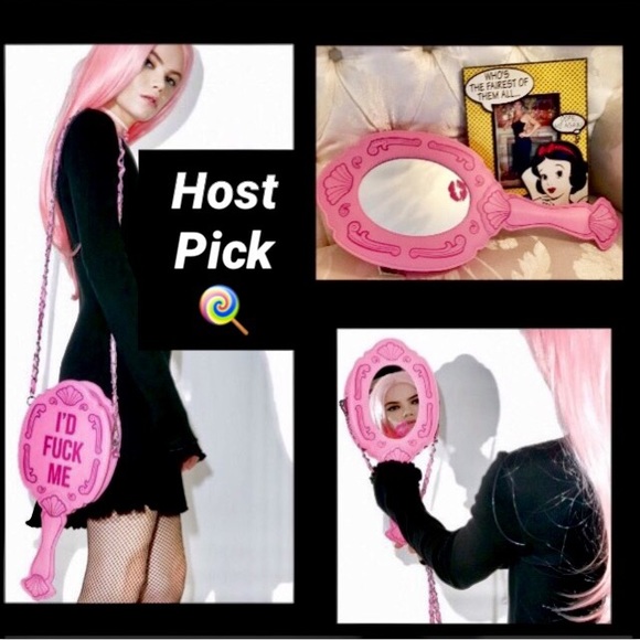 PINK HAND MIRROR GRAPHIC PURSE•Id F💖ck Me💋 - Picture 2 of 8