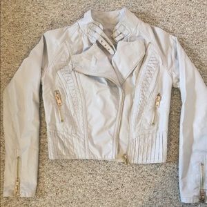 BLANKNYC Gray Vegan Leather Cropped Moro Jacket