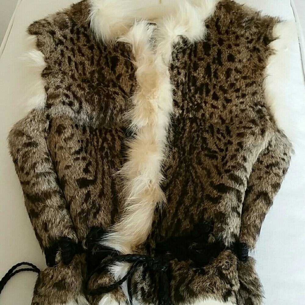 Roberto Cavalli real animal print fur vest