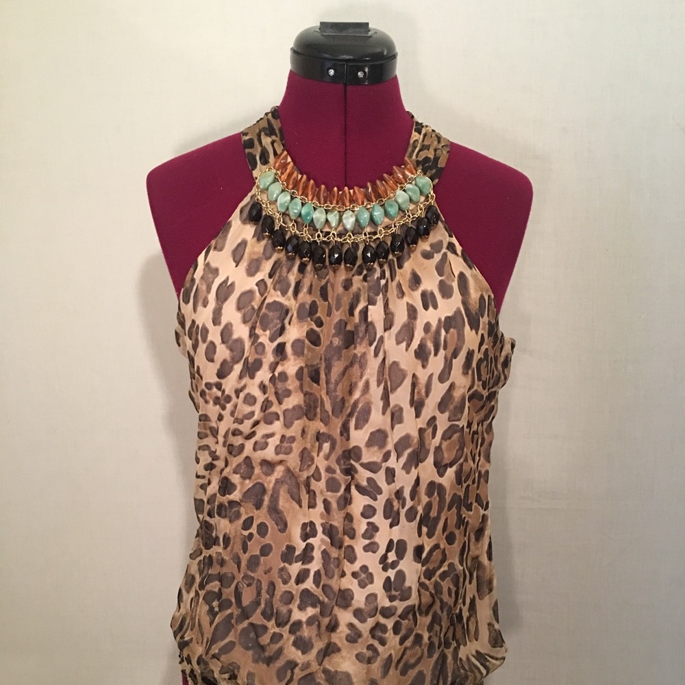 Beaded & Jewel Detailed Halter Top