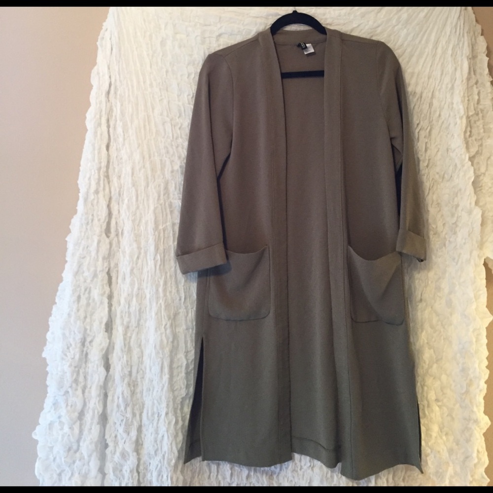 Olive Green Crepe Duster