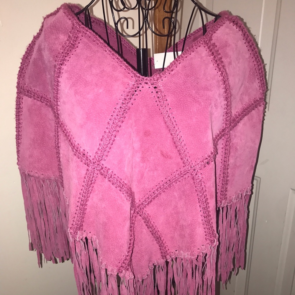 Suede poncho