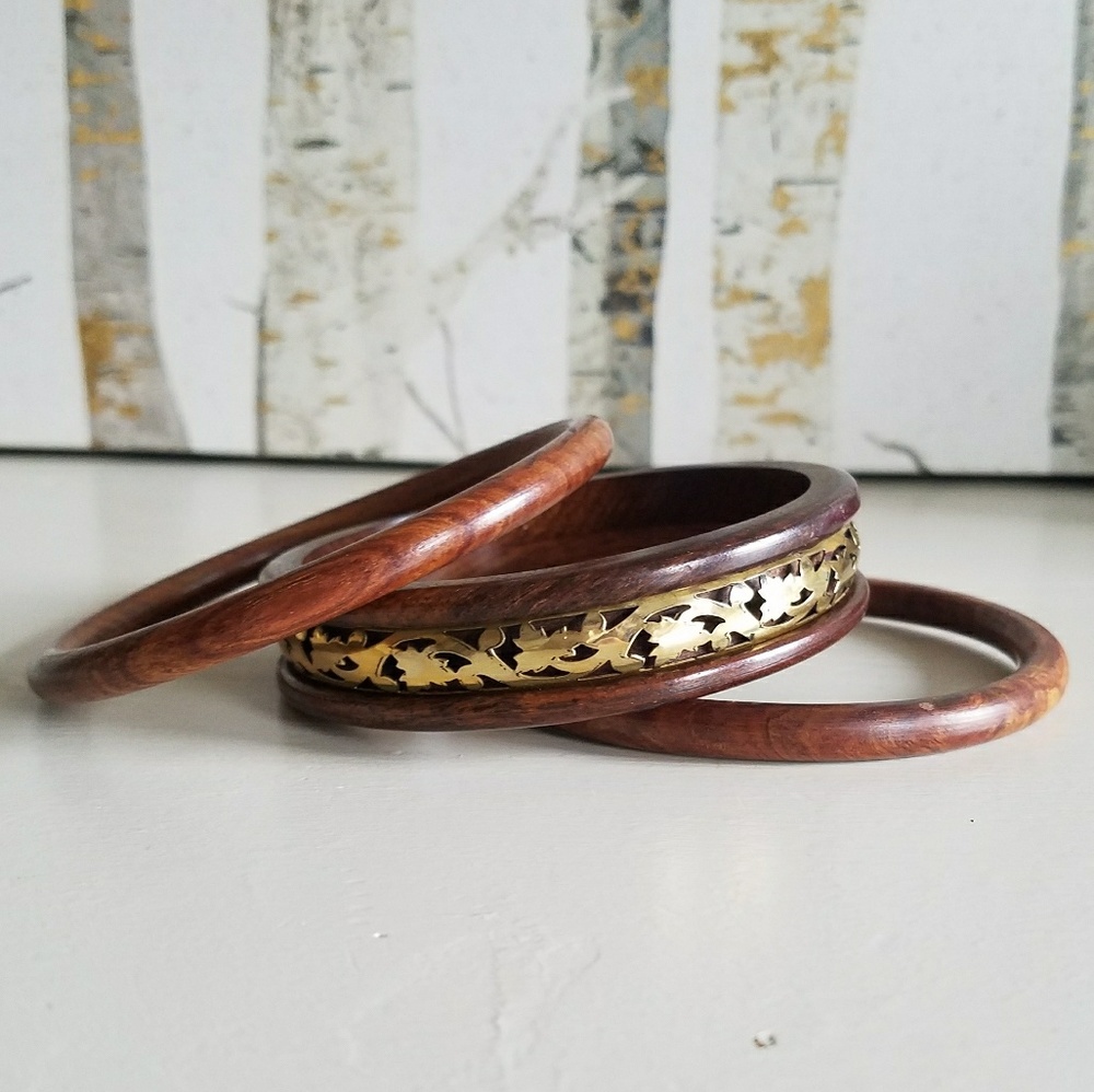 Set of 3 wooden bangles